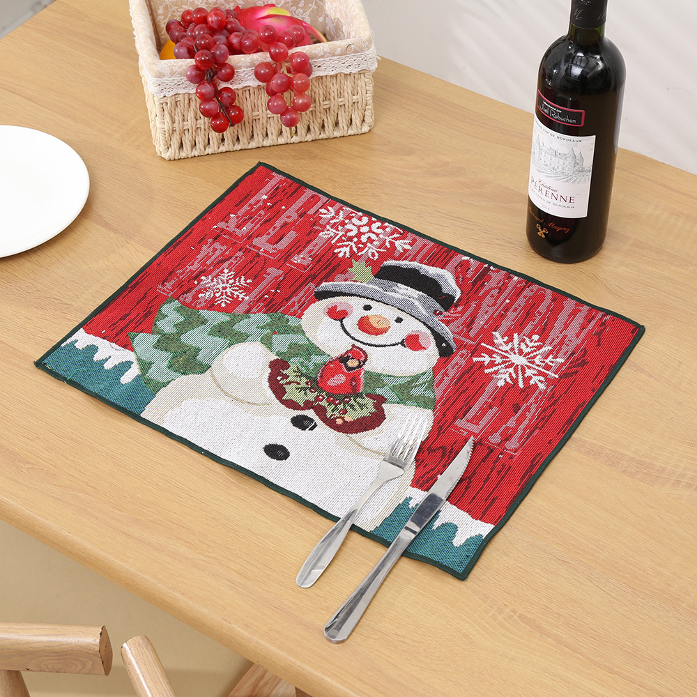 2024 nuevo cojín de Navidad cojín de muñeco de nieve de Navidad cojín de mesa de decoración familiar cojín de mesa de Navidad Jacquard