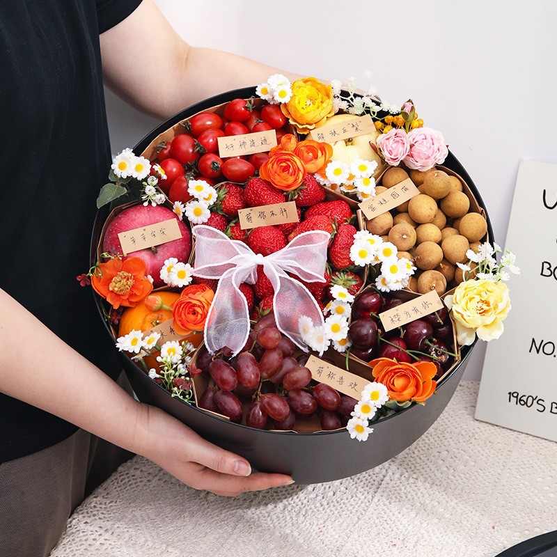 Bouquet de embalaje caja redonda de frutas al por mayor de la flor de embalaje transparente Ventana de regalo caja vacía DIY hecho a mano floral caja de la flor
