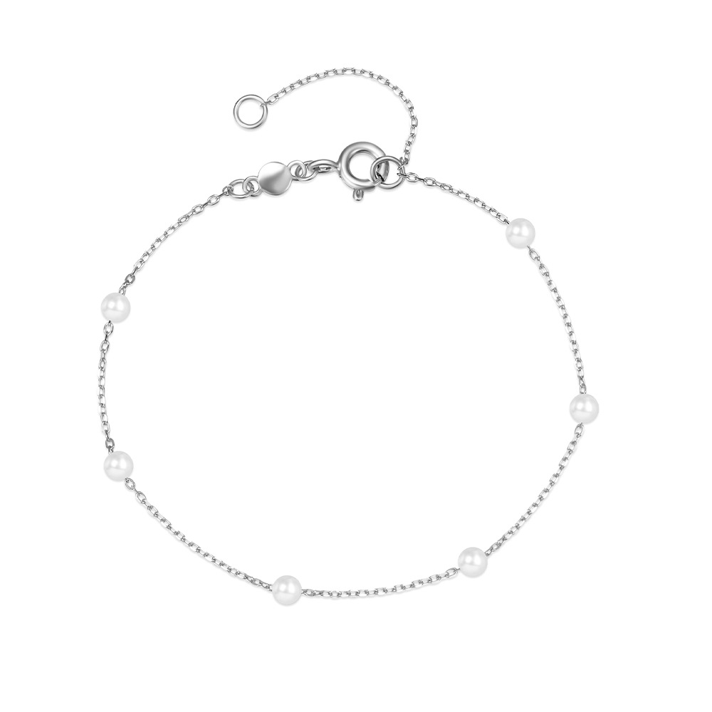 Plating Design 1 Piece 925 Sterling Silver Geometric Solid Color Pearl Bracelets