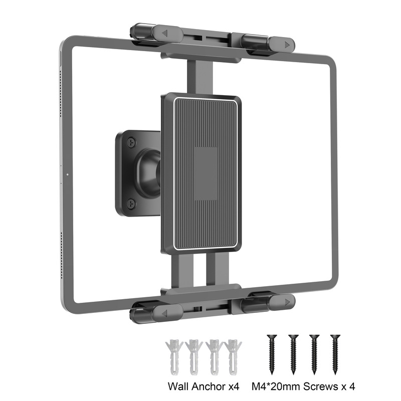 Wall-Mounted Kitchen Cement Wood Panel Wall Universal Phone and Tablet Holder 4.7inch to 15inch