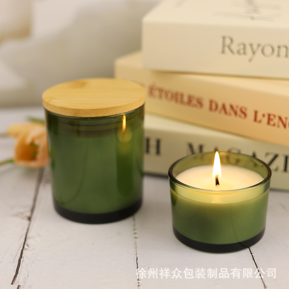 Amazon Spot Copa de velas de aromaterapia Tarro transparente Cubierta de candelero de vidrio redondo esmerilado de color con spray de atmósfera ligera y lujosa