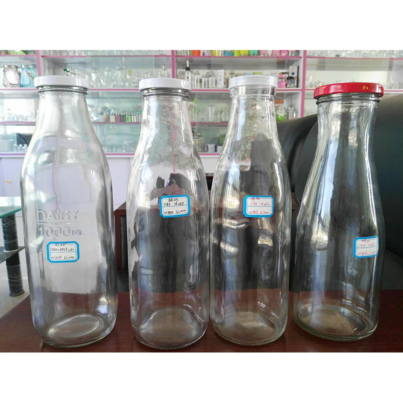 厂家供应1000ml毫升玻璃奶瓶鲜奶瓶酸奶瓶方形奶瓶饮料瓶加/工