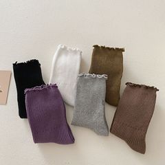 襪子女中筒襪春秋款木耳邊花邊襪ins日系百搭堆堆襪秋冬季jk女襪