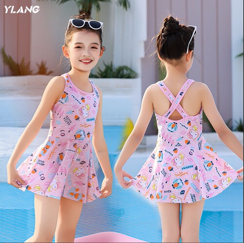 Girls 'swimwear New children's swimsuit cartoon sunscreen quick-drying children's swimsuit medium children's swimsuit
