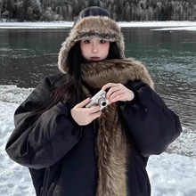 甜酷千禧辣妹风仿狐狸毛长款保暖围巾仿皮草加厚时髦毛毛围脖