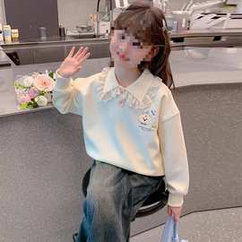 女童卫衣春秋款翻领可爱女孩洋气秋季长袖外套上衣宝宝儿童装时尚