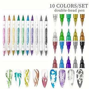 10 color soft head metal paint pen student double head highlighter DIY black cardboard hand account calligraphy beautiful high