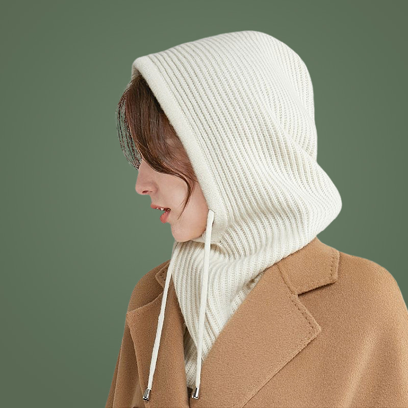 Cross-border autumn and winter Korean version of Lafa ear protection warm hooded fashion wool hat shopping cycling cold ear protection knitted hat