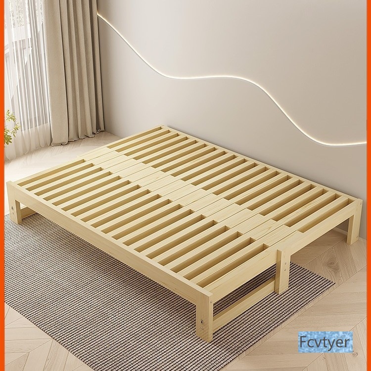 Dream Sail Retractable Solid Wood Tatami Simple Home Small Apartment Single Living Room Push-Pull Folding Sofa Bed Dual-Use