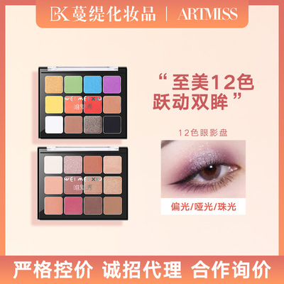 唯魅秀12色眼影盘哑光修容腮红多功能百变一体彩妆眼影盘现货定制|ms