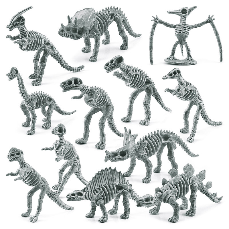 Transfronterizos de venta caliente simulación sólida modelo de cráneo de dinosaurio estático T. rex Velociraptor esqueleto arqueológico juguetes para niños