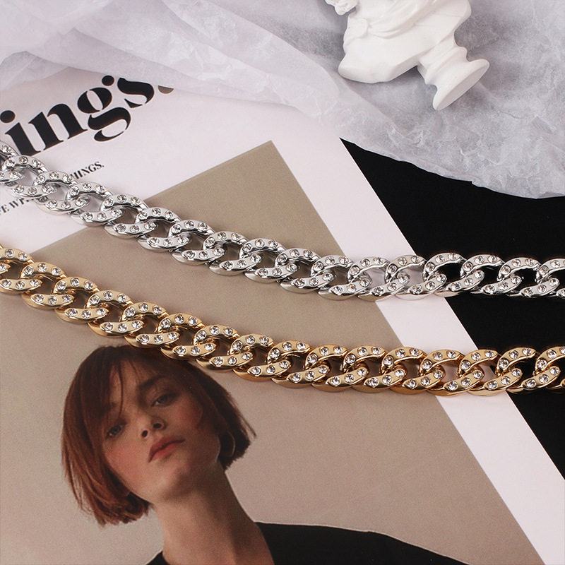 14g Weight Necklace Classification Wedding, Travel Occasion Unisex Gender Gold, Silver Color Fashion Geometric Rhinestone Alloy Necklace Bracelet Set 2