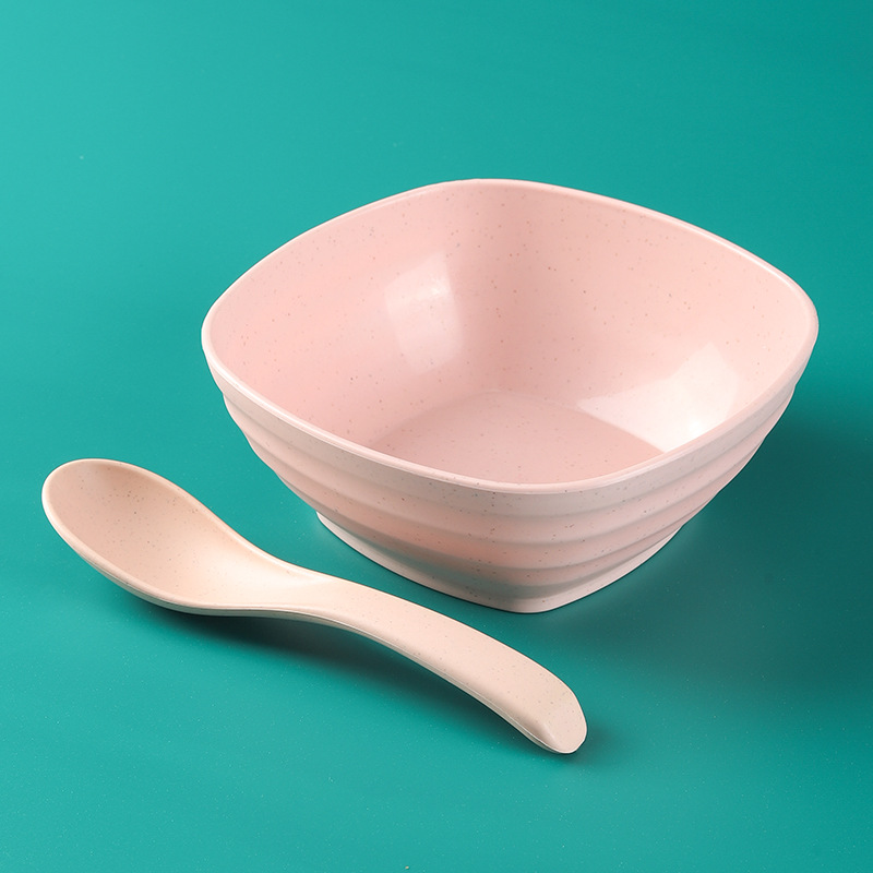 Tazón cuadrado de 5.5 pulgadas, juego de 4, tazón cuadrado para sopa de 500 ml color trigo, tazón para niños, irrompible, tazón para comer en el hogar, tazón para agua con azúcar
