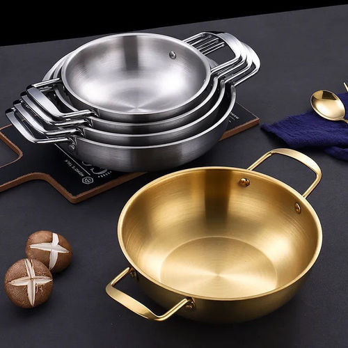 Small fire hot pot pot, crayfish seafood pot, stainless steel soup pot, single person instant noodle pot, Korean double ear flat dry pot