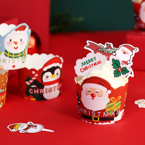 Christmas cupcake packaging box muffin cup cup cake cartoon Christmas cupcake decoration insert