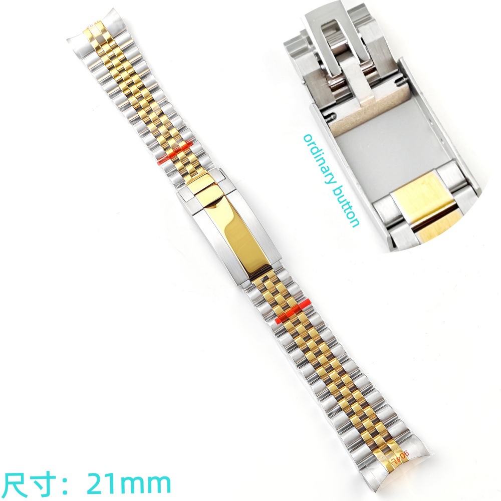 Correa de acero de ajuste fino pulsera de pulsera 21mm sólido de acero plegable accesorios de reloj Renacimiento