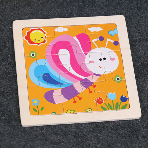 Wooden children's small 9-piece puzzle 0.03 cartoon animal puzzle educational early education toy puzzle board 2-3-4 years old