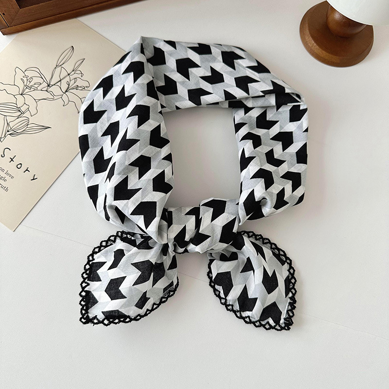 70 algodón y lino floral cuadrado bufanda de las mujeres estilo coreano de todo partido pastoral estilo artístico cuello Protección decorativa bufanda pequeña bufanda delgada