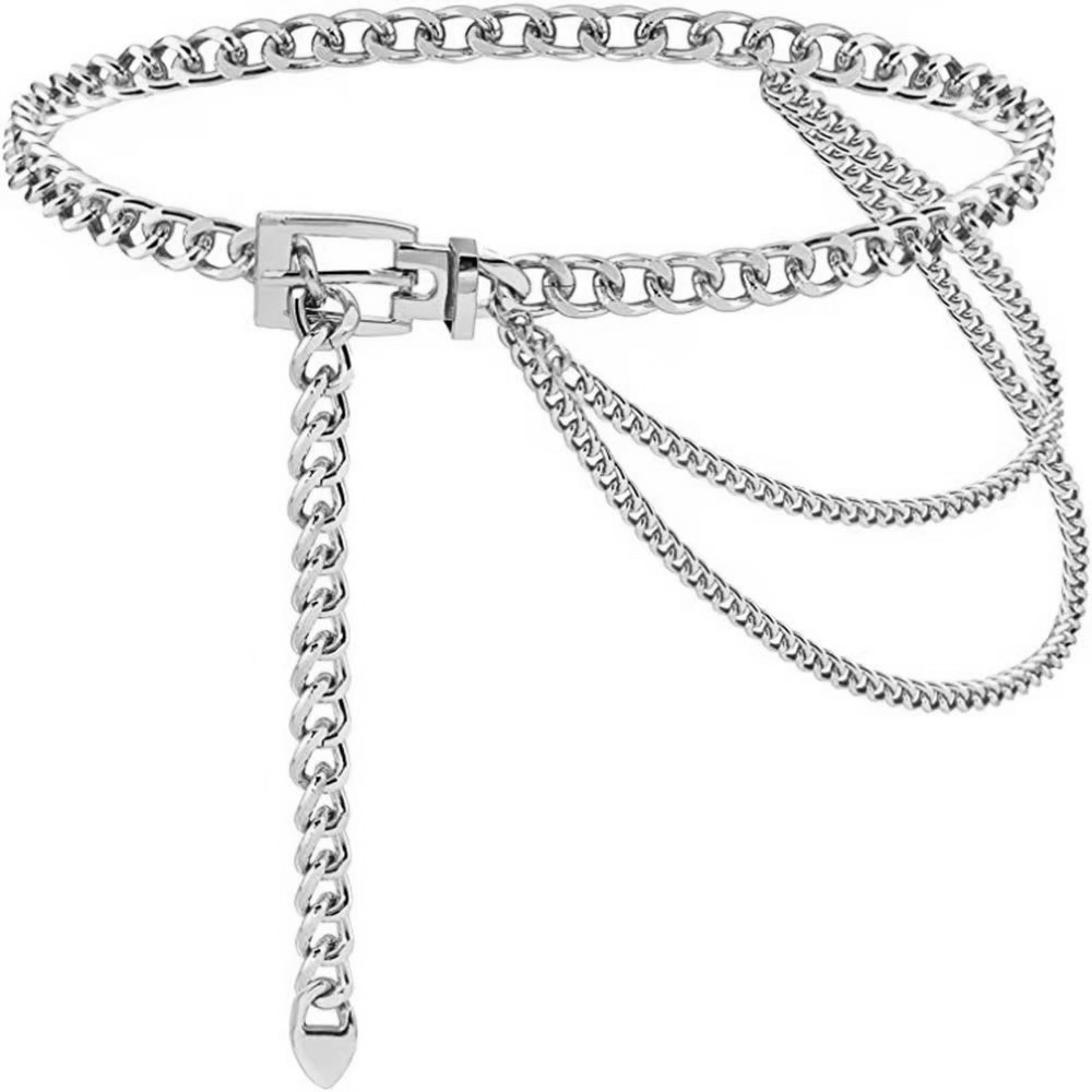 European and American Hip-Hop Metal Buckle Waist Chain, Retro Double Chain Fashion Decorative Waist Chain, Cross-Border Short Skirt Decorative Chain Wholesale