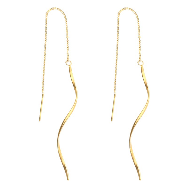 Pendientes de onda con cara delgada 2020 nuevos pendientes de borla largos elegantes de acero de titanio de moda pendientes simples de Corea del Sur