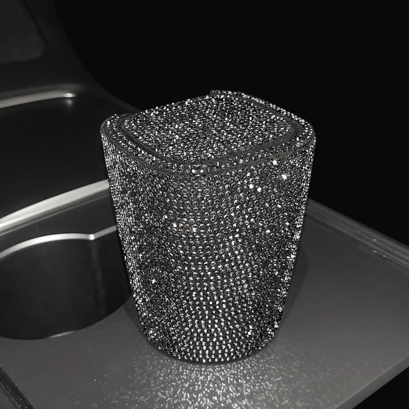 Diamante-incrustado coche Cenicero creativo cubierto salida de aire colgante coche con tapa LED luz coche Cenicero