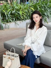 重工芸天糸刺繍透かし彫り上着ストラップ2点セットゆるいリゾート風減齢シャツ146