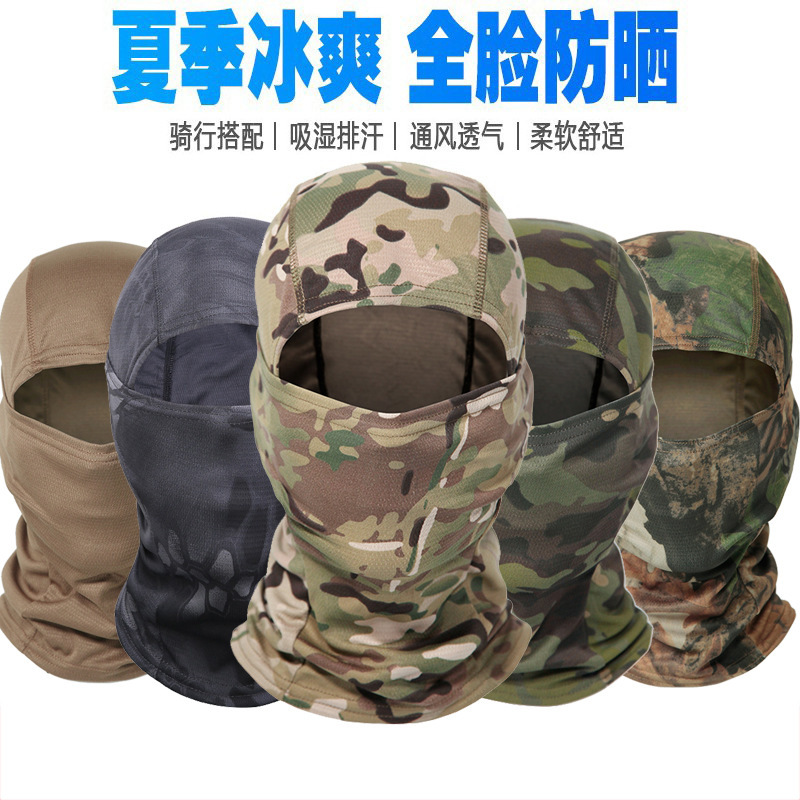 Cuello de camuflaje, casco de ciclismo de verano, pañuelo frío, babero a prueba de polvo, protector solar para hombres, máscara de pesca, cubierta facial