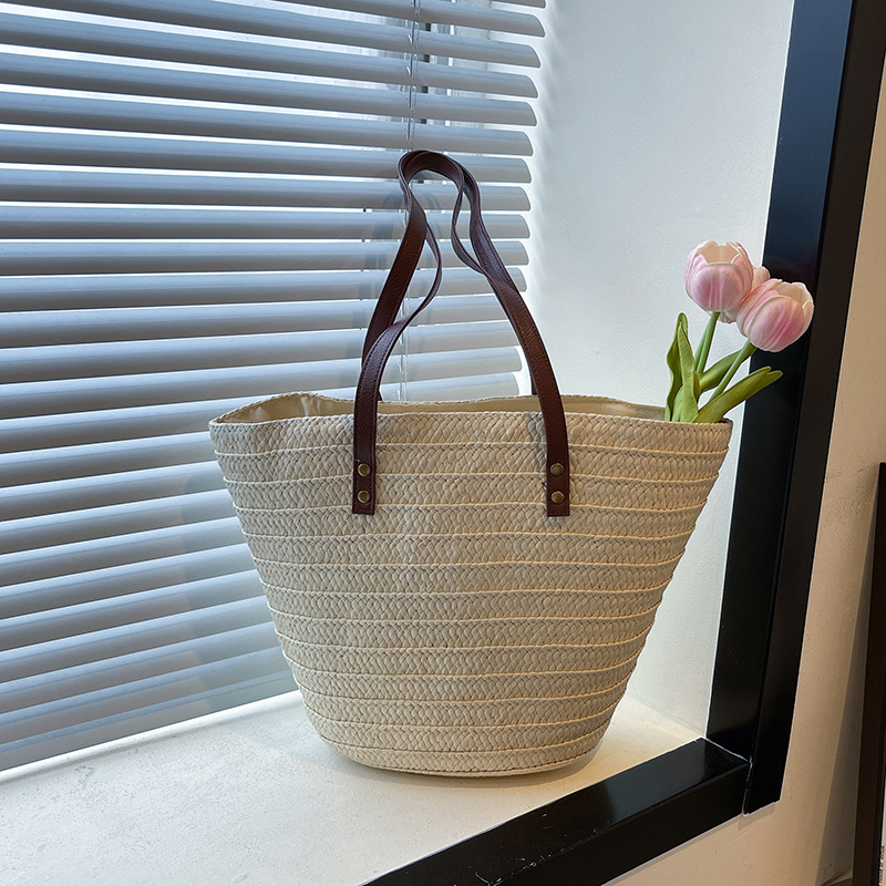 Große Geflochtene Strohtasche Für Den Strand Und Alltag_voghion.com