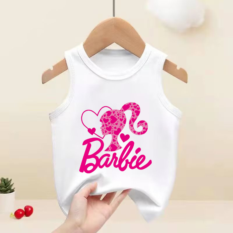 Barbie The Movie芭比愛心印花兒童背心無袖男女童運動上衣亞馬遜