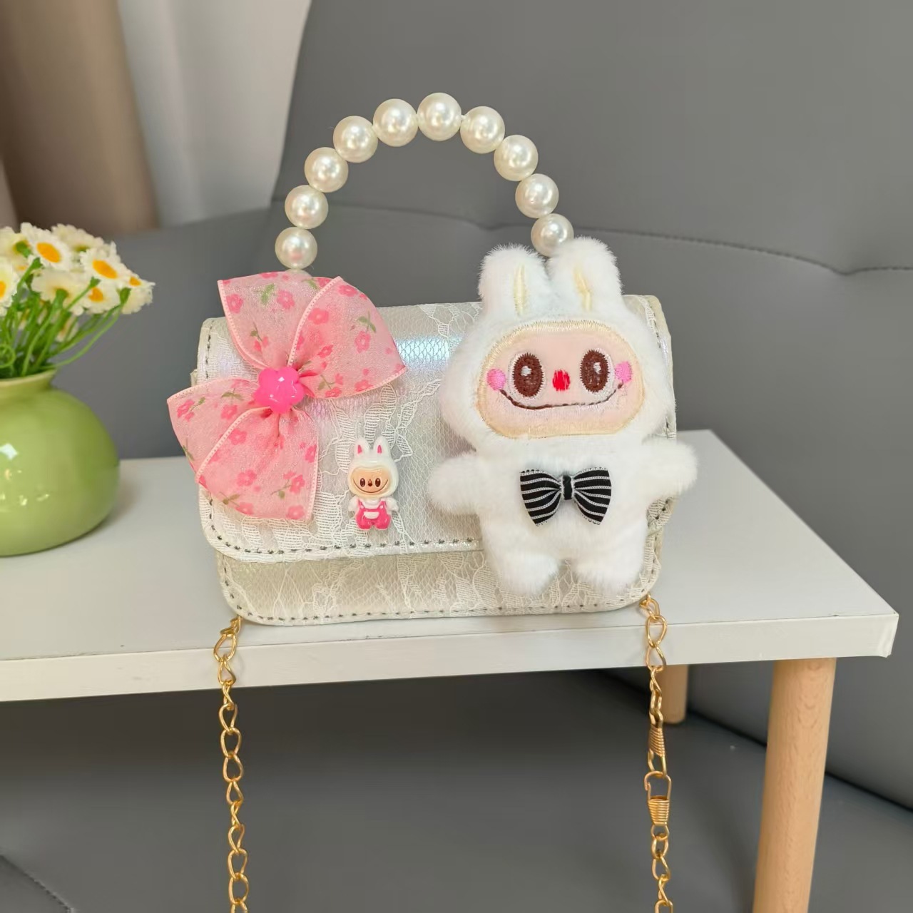 Bolso de arco de la princesa de perlas bolso de Año Nuevo bolso de hombro bolso de cadena