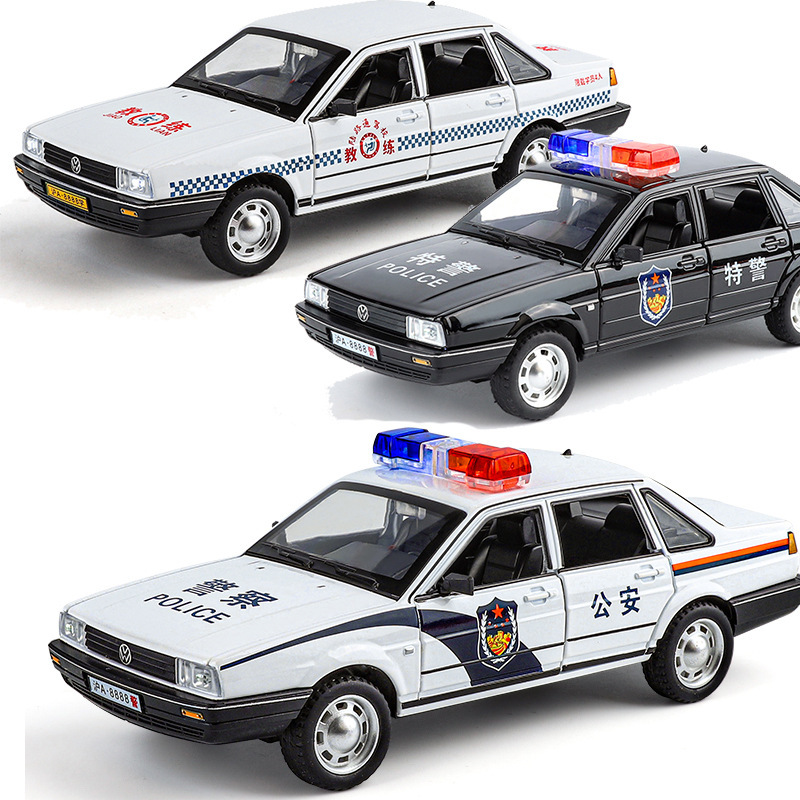 New Howdy 1/24 Volkswagen Santana Police Car Model Simulation Alloy Toy Car Driving School Car Coach Car Toy