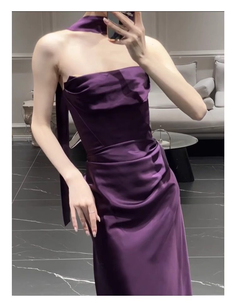Strapless Toast Dress Purple Bridal Morning Robe High-End Understated Luxury Niche Engagement Banquet Mermaid Emcee Evening Gown_ecoleips.com