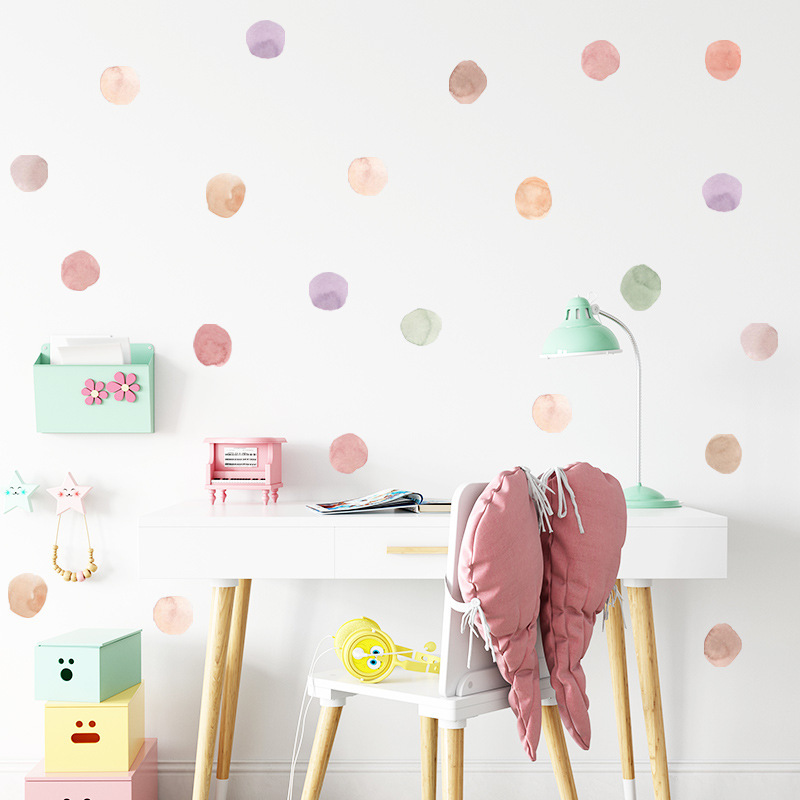 New FX-F279 Colorful Watercolor Dot Bedroom Wardrobe Refrigerator Entrance DIY Home Wall Decorative Wall Sticker