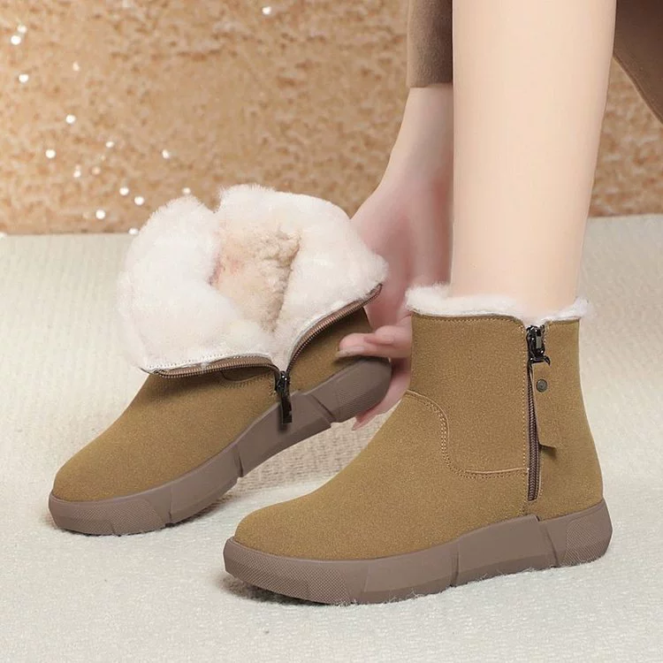 Северо-восточные толстые холодостойкие плюшевые снежные сапоги женские 2024 новые теплые короткие сапоги противоскользящие и бархатные большие хлопковые туфли на толстой подошве