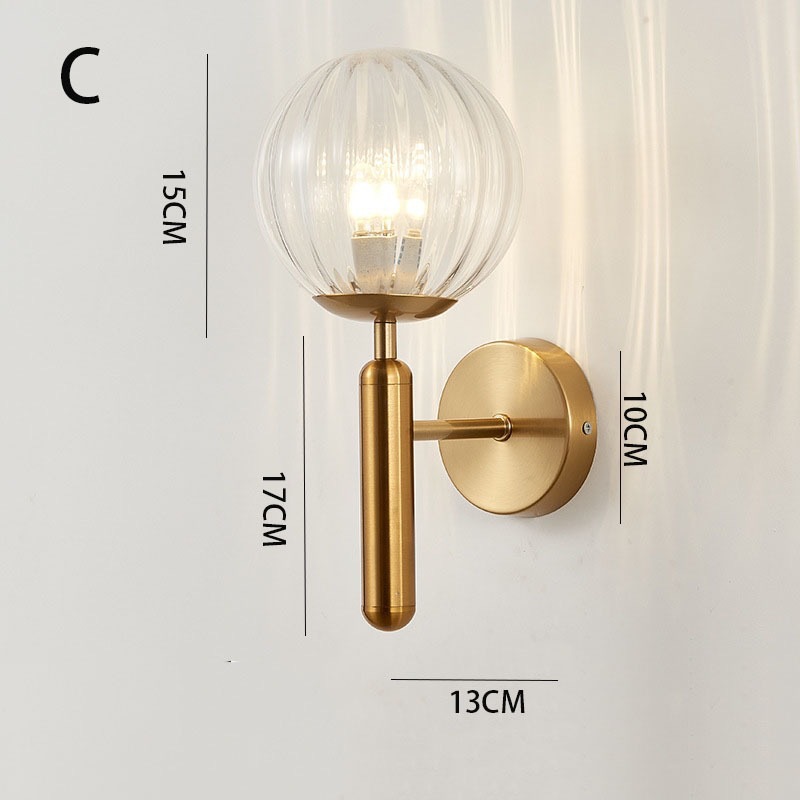 Lámpara de Pared Interior para Pasillo de Aluminio y Vidrio con Interruptor de Perilla para Dormitorio y Balcón