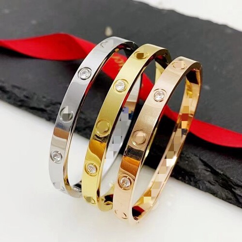 18K rose gold Kajia bracelet for women, non-fading, full of diamonds, one nail and one diamond, titanium steel bracelet for couples, mixed batch