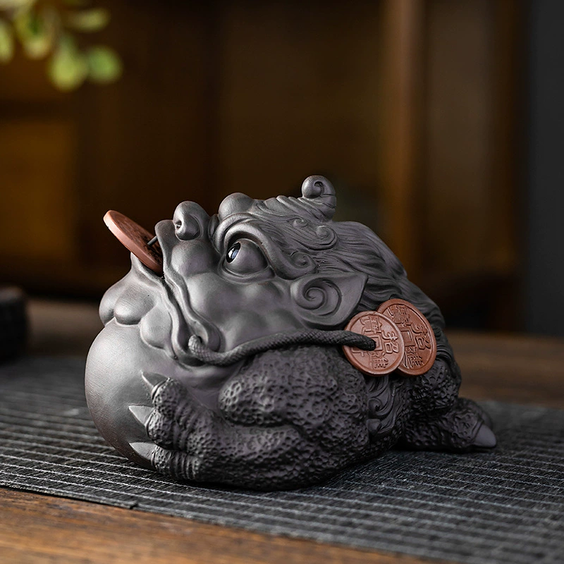 Чайный питомец Zisha Ronghua Wealth Tea Pet Lucky Golden Toad, поднос для чая, украшения, ручная работа, can raise ceramic tea ceremony parts