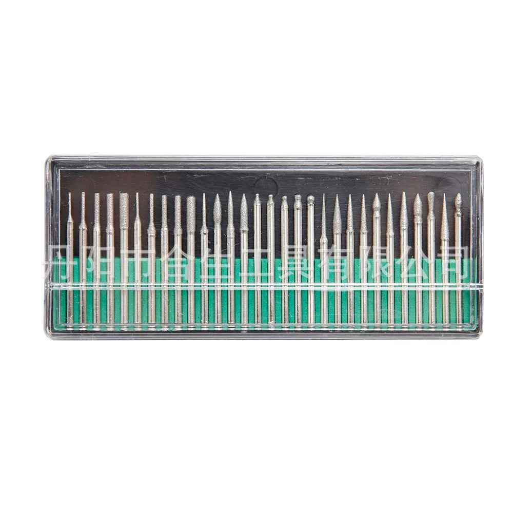 30 алмазных шлифовальных игл в штучной упаковке Шлифовальная головка для дизайна ногтей из нефрита Паяный шлифовальный стержень Мини электрическая шлифовальная электрическая дрель Гравировальные инструменты