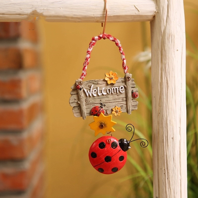 Resin hanging home decoration insect ladybug welcome tagpicture3