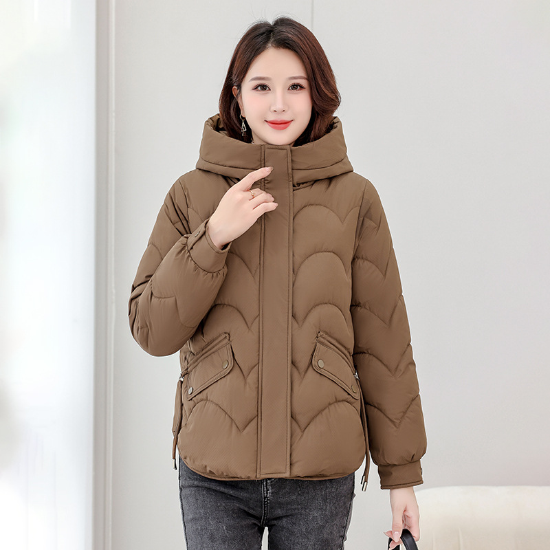 Capa de algodón de pluma para mujeres 2025 invierno nuevo algodón corto estilo coreano suelto con capuchón grueso abrigo de algodón chaqueta de moda image 11