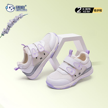 雪娃娃秋季新款男女童学步可爱小兔轻盈运动鞋护踝透气机能小白鞋
