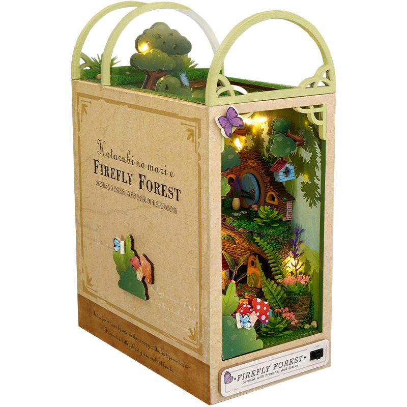 Tianyu DIY Cottage TC35 Firefly Mori montado a mano soporte de libro tridimensional casa pequeña miniatura modelo de juguete