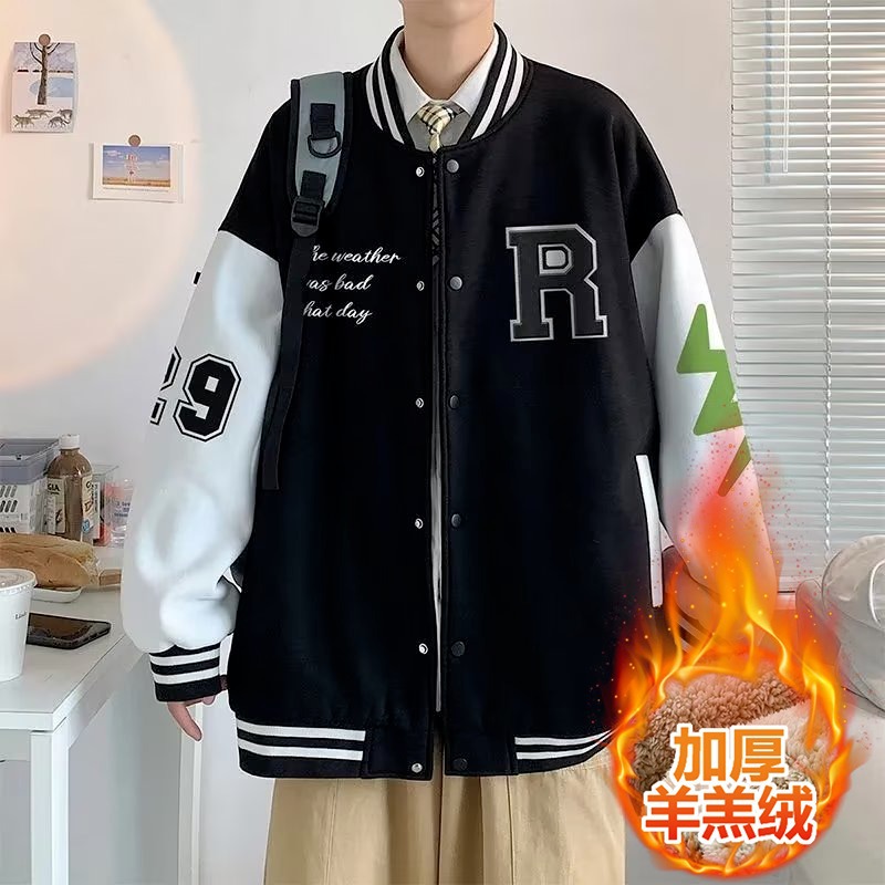 棒球服男春秋潮牌ins潮流班服情侣美式oversize痞帅夹克冬装外套