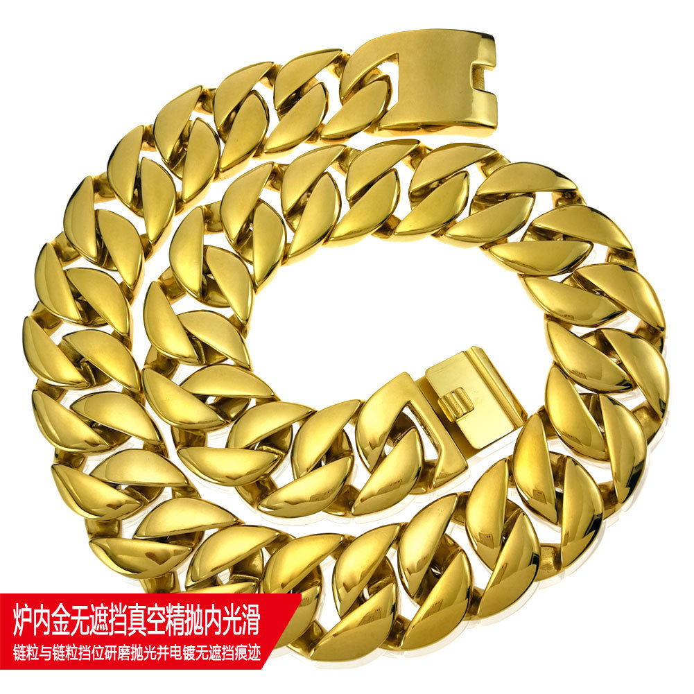 Collar grande de acero de titanio 316L europeo y americano para hombre, YOUNGIDEA, 32 pulgadas, sin obstáculos en el horno, liso y pulido en un vacío