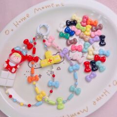 アクリルペイントかわいい KT 小さな弓ルースビーズ diy 携帯電話チェーンバッグキーホルダージュエリーアクセサリー