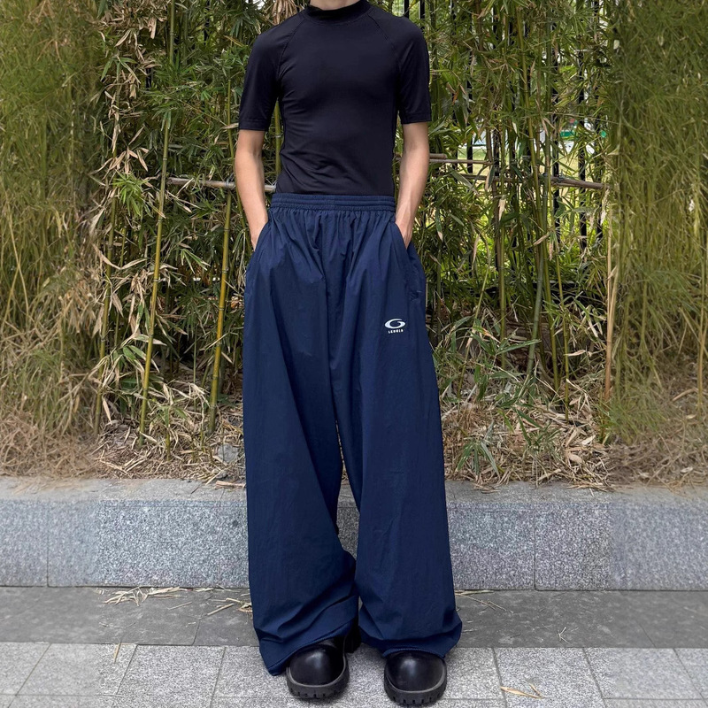 Correct Version Paris BL Home 25ss Spring Nylon Fabric Straight All-match Trousers Looser for Men and Women