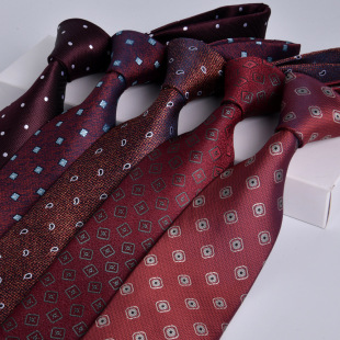 Tie men's wedding festive wine red striped jacquard formal business 8cm hand dozen spot new wholesale