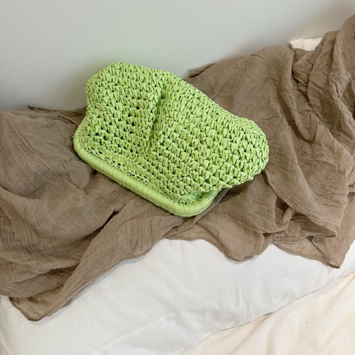 Cross-border straw woven bag for women niche design woven chain shoulder crossbody bag Xiaohongshu popular hand held evening bag