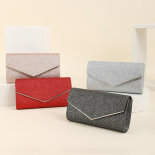 Spot New Cross-Border Export Fine Glitter Evening Bag Metal 70% off Bag Hand-Held Shoulder Cross-Body Dress Evening Bag