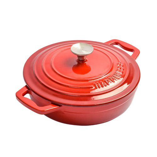 Small Happiness Enamel Cast Iron Dutch Oven Baking Pot Household Multifunctional Stew Pot Seafood Pot Soup Pot Induction Cooker Compatible